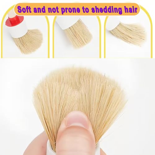 Markeny 6Pack Wood Handle Round Head Paint Brush Set Bristles Smooth Bristle Round Brushes Tool for Stencils DIY Painting Waxing Home Decor