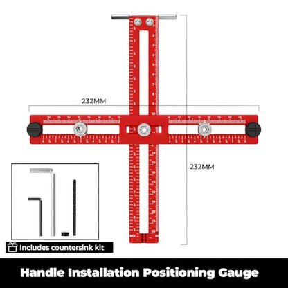 Cabinet Hardware Jig – Adjustable Drill Guide Template for Knobs & Handles, Marking Gauge Tools for Woodworking (Fits 2.5" to 7.8" Spacing) ﻿