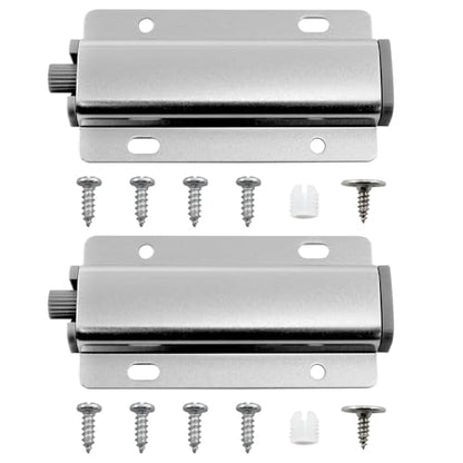 for Push Door Locks Cabinet Door Poppers Heavy Duty Touch Latch Press Door Lock for Drawer Closing Press Cabinet Hardware 2PCS (Silver)