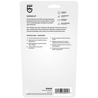 GEAR AID Sewing Kit with Heavy-Duty Needles and Thread for Outdoor Gear Repairs, 19-piece