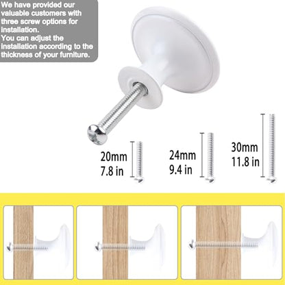 20 Pack White Kitchen Cabinet Knobs Round Drawer Pulls - color: White