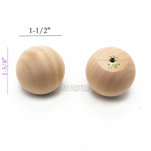 WEICHUAN 15-Pack Solid Wood Ball Knobs for Cabinet Dresser Drawer