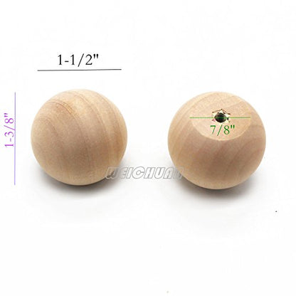 WEICHUAN 15-Pack Solid Wood Ball Knobs for Cabinet Dresser Drawer