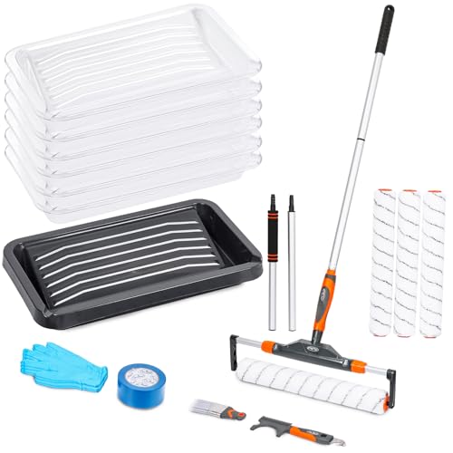 22pcs 12"-18" Adjustable Large Paint Roller with Tray & Liners Kit - color: Gray