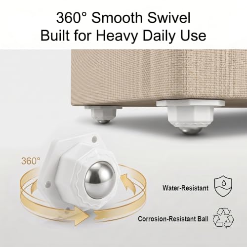Zerobe Hex Self Adhesive Caster Wheels, Heavy Duty Furniture Movers, 8 Pack - color: White, size: 8pcs