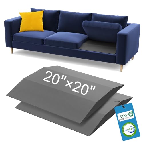 Couch Cushion Support for Sagging Seat, 20"x20"x2" 35D Firm Trapezoid Foam - color: Grey-2pcs, size: 20"x20"x2"