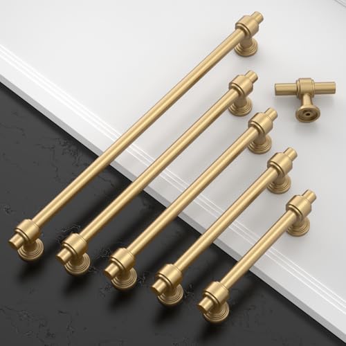 Amerdeco 10 Pack Champagne Bronze Cabinet Pulls 5 Inch(128mm) Hole Center Drawer Pulls Cabinet Hardware Kitchen Cabinet Handles for Bathroom Dresser Pulls ZH0069 - color: Champagne Bronze, size: 5" Hole Center