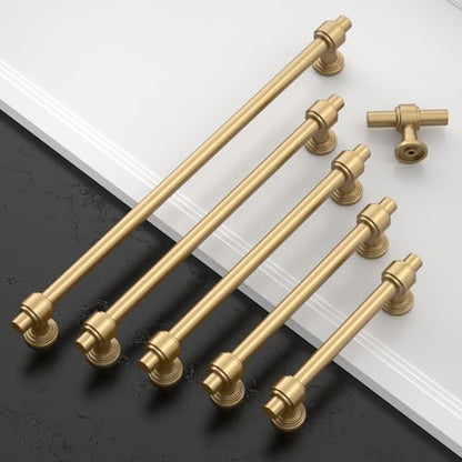Amerdeco 10 Pack Champagne Bronze Cabinet Pulls 5 Inch(128mm) Hole Center Drawer Pulls Cabinet Hardware Kitchen Cabinet Handles for Bathroom Dresser Pulls ZH0069 - color: Champagne Bronze, size: 5" Hole Center