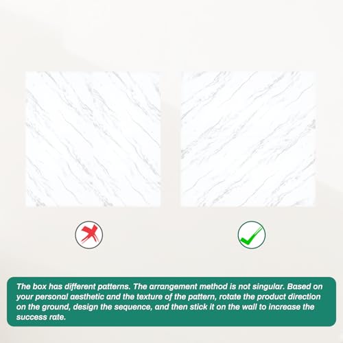 12Pcs Peel and Stick Backsplash White Marble Wall Tiles, 23.6” x 11.8” - color: White, size: 23.6" x 11.8" x 2.2mm