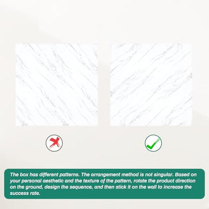 12Pcs Peel and Stick Backsplash White Marble Wall Tiles, 23.6” x 11.8” - color: White, size: 23.6" x 11.8" x 2.2mm