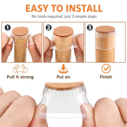 24 Pack Chair Leg Floor Protectors for Hardwood Floors, Furniture Leg Caps Silicone Felt Pads Covers Anti-Scratch Reduce Noise Fit Sizes 0.51''-0.89'' (Universal S) - size: Universal S