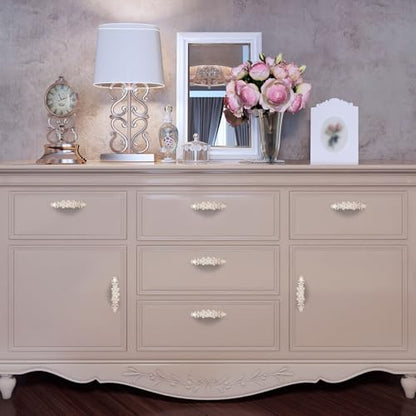 2Pcs Euro Rose Decorative Cabinet Pull Handles Ivory Drawer Pull
