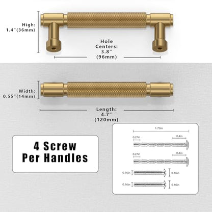 10 Pack Champagne Bronze Knurled Cabinet Pulls 3.75 Inch(96mm) Kitchen Cabinet Handles Cabinet Hardware Drawer Pulls - color: Champagne Bronze, size: 3.75" Hole Center