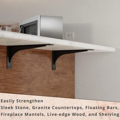Starby Gladiator Series Solid Heavy Duty Welded 500 Lb Low Profile Granite Countertop Support Shelf Brackets Floating Shelf Discrete Slim 500 LB Capacity (2 Pack) (7" x 15" x 2.5") - size: 7" x 15" x 2.5"