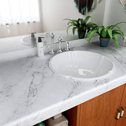 Decotalk 30"x200" Countertop Vinyl Wrap Marble Contact Paper White Counter Cover for Countertops Waterproof Matte Marbles Contact Paper for Counter Top Removable Marble Wallpaper Peel and Stick - size: 30" x 200"