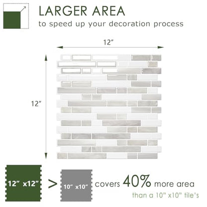 STICKGOO Thicker Peel and Stick Backsplash Tile for Kitchen and Bathroom - color: Light Brown＆Tan