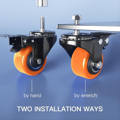 Stem Casters Set of 4 Heavy Duty, 2 inch Swivel Screw in Caster Wheels - color: Orange, size: 2in(1/2"-13)