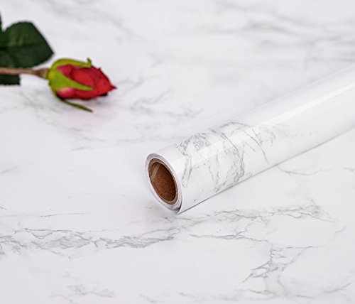 Marble Contact Paper White Extra Wide Peel and Stick for Kitchen Countertop - color: Gray/White, size: 23.6" x 118"