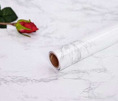 Marble Contact Paper White Extra Wide Peel and Stick for Kitchen Countertop - color: Gray/White, size: 23.6" x 118"
