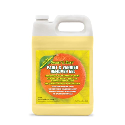 Smart 'n Easy Paint & Varnish Remover Gel - Do It Yourself Friendly Paint Remover - Strips Multiple Layers of Acrylic, Latex, Oil & Water-Based Paints & Varnishes - Orange Citrus Scent - 1 Gallon - size: 128 Fl Oz (Pack of 1)