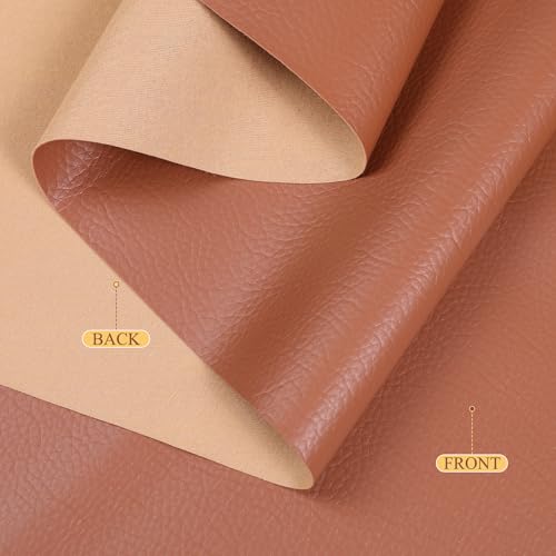 Faux Leather 0.7mm Upholstery Fabric by the Yard 55x72 Inch Brown - color: Brown, size: Pre Cut 2 Yard