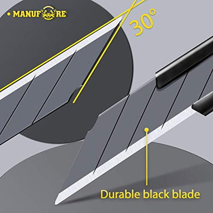 MANUFORE 5pcs 9mm Snap-off Knives with 30-Degree Precision Blade - size: 5pcs blue knife