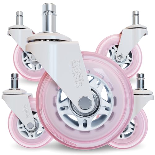 The Office Oasis Original Office Chair Wheels (As Seen On PBS), Pink - color: Pink