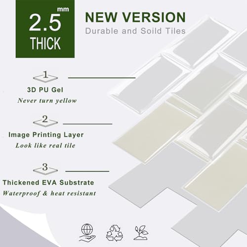 STICKGOO 10-Sheet Backsplash Peel and Stick Subway Tile(Thicker Design) - color: Light Coffee