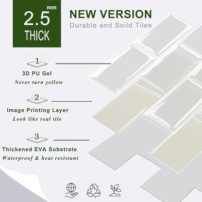 STICKGOO 10-Sheet Backsplash Peel and Stick Subway Tile(Thicker Design) - color: Light Coffee