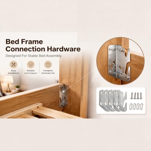 Bitray Wood Bed Plates Rail Hook Plates for Bed Frame Bracket Replacement - style: 4pcs