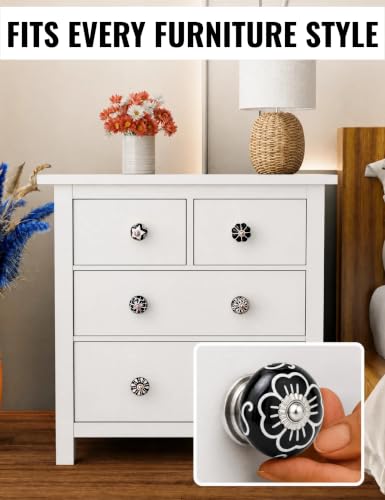 Cabinet Knobs Black 20 Pack - Antique Ceramic Drawer Pulls for Dressers - color: Black, size: 20 Pieces