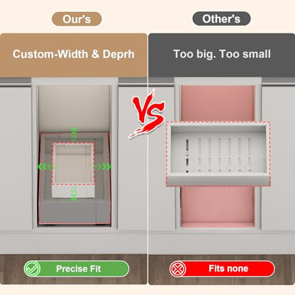 Fokyfok Pull out Cabinet Organizer,7"-11"W,17"-24"D,Expandable,Adhesive - color: White, size: (7"W-11"W)X(17"D-24"D)