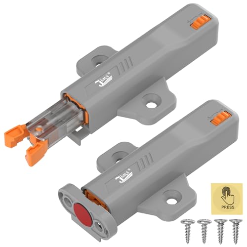 Jiayi Strong Heavy Duty Push Latch, Non-Magnetic RV Hidden Door Cabinet Latches, 2 Pack Push Release Press Out Touch Catch for Door Closure, Push to Open Kitchen Cabinet Hardware - color: Gray