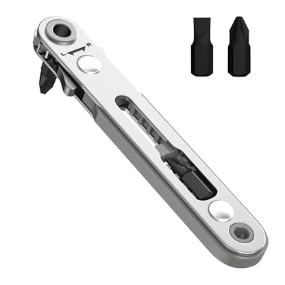 Bates- Mini Ratchet Wrench, 1/4" Magnetic 90 Degree Screwdriver, Gray, Low Profile Right Angle Screwdriver for Tight Spaces - color: Gray, size: 1 pcs