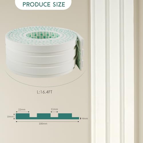 4-in White EVA molding Peel and Stick Panel, 3D Flexible Fluted self Adhesive Panels molding Trim for TV Background Wall, Playroom Safety & Modern Interior Decor(16.4FT)