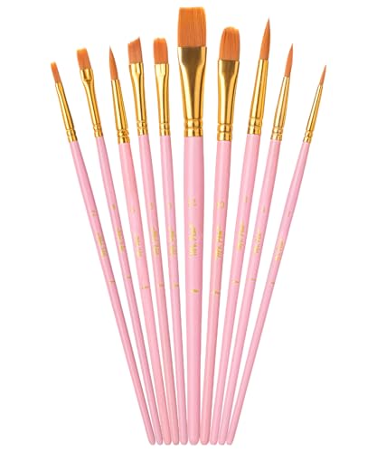 Mr. Pen- Acrylic Paint Brushes Set, 10 Pack, Round & Pointed Tip - color: Rose Petal, size: 10 Pcs