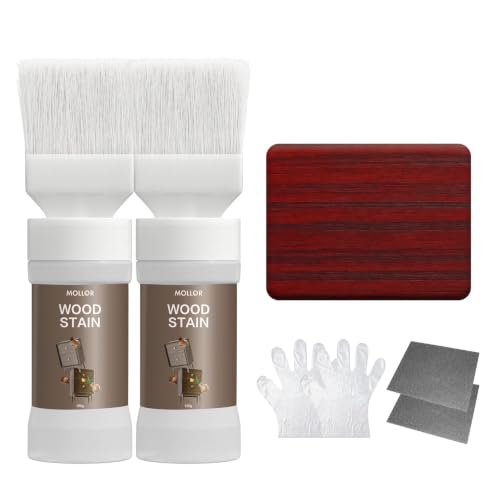 Wood Stain and Sealer, Built‑in Brush, Red Wood, 2 Pack, 10.6 Oz - color: Red Wood, size: 2 Pack