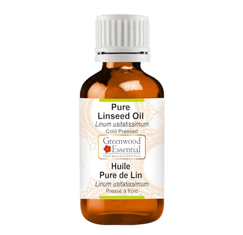 Greenwood Essential Linseed Oil (Linum usitatissimum) | Cold Pressed | Natural | Undiluted | For Diluting Essential Oils | For Skin & Massage | Men & Women | 5ml (0.16 oz)