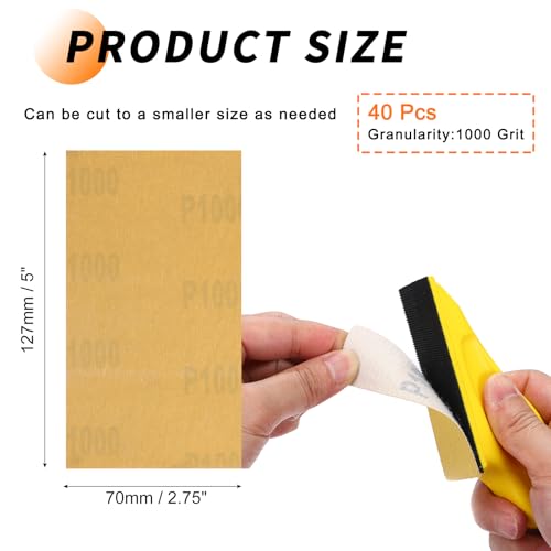 40 Pcs 1000 Grit Sandpaper 2.75x5 Inch Sand Paper Alumina Abrasive - size: 2.75 x 5 Inch(1000 Grit)