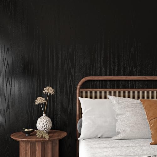 Livelynine Peel and Stick Countertops 24 X 394inch Waterproof Contact Paper for Cabinets Desk Furniture Kitchen Countertop Laminate Self Adhesive Black Wood Grain Vinyl Wrap Bathroom Cabinet Wallpaper - size: 24" x 394"