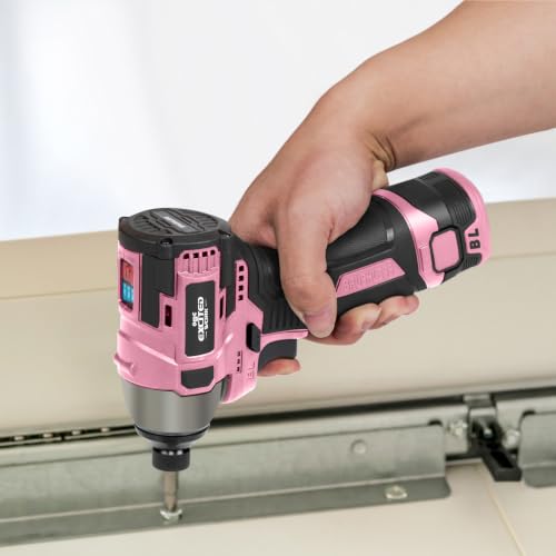 140Nm 17V Brushless Impact Screwdriver with 2 Batteries (Pink) - color: Pink, size: 17V Brushless Screwdriver