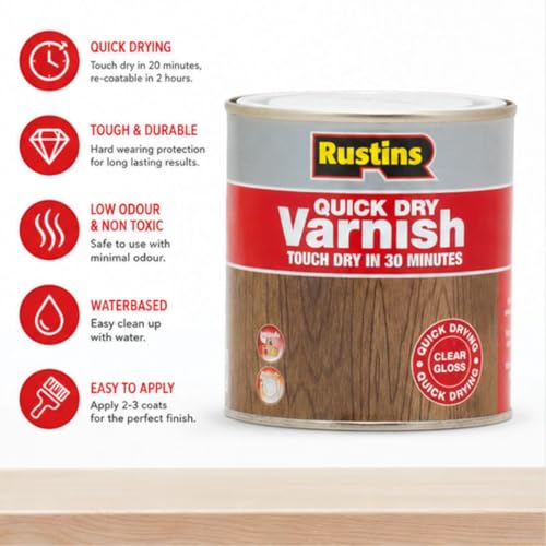 Rustins Quick Dry Varnish Clear Gloss 250ml | 8.5 Fl. Oz. - color: Gloss Clear, size: 250ml