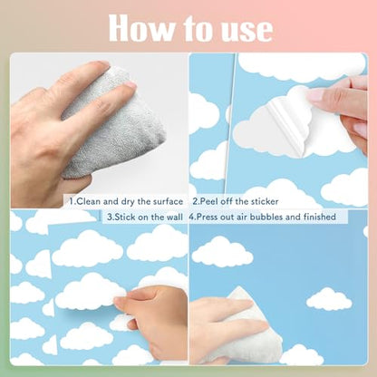 White Cloud Wall Decals, 8 Sheets 104 Pcs - color: White Cloud