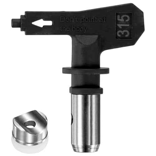 M METERXITY 1-Set Airless Paint Sprayer Tips, Tungsten Steel Reversible Spray Tips with 1 Pad for Homes/Buildings/Garden/Decks/Fences [Black, 315] - size: 315