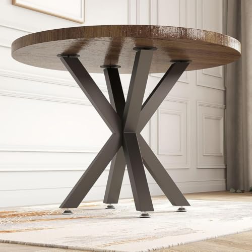 28" Metal Table Base with Suction Cups, Fits Glass Marble Wood - color: Metal Black