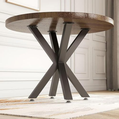 28" Metal Table Base with Suction Cups, Fits Glass Marble Wood - color: Metal Black