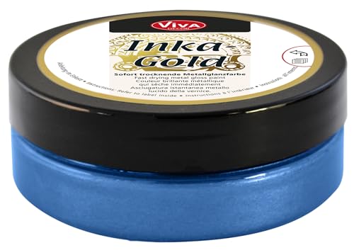 Viva Decor Inka Gold Gilding Wax2.3 oz (Steel Blue) - Wax-Based Metallic Polishing Paste. Quick-Drying Metal Shine, High Gloss Effects for DIY. Decor Paste for Wood, Clay & Terracotta - color: Steel Blue