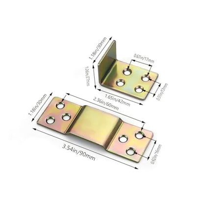 10-Piece Set of Metal Thickened Invisible Furniture Bed Connection Accessories Hinge Bed Hinge Hinge Wood Square Bar Bracket Bed Beam Bracket Hardware Connector, Plating