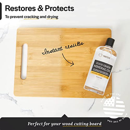 Thirteen Chefs Cutting Board Maintenance Kit - Mineral Oil 8oz & Wood Cleaner Spray 16oz - Food Grade Butcher Block Conditioner & Cleaner