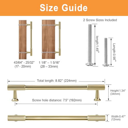 VEHCIL 20 Pack Brushed Gold Cabinet Handles, 7.5" Hole Centers Kitchen Cabinet Pulls Drawer Dresser Handles Cabinet Hardware for Kitchen Cupboard, Solid Zinc Alloy - color: Brushed Light Gold (20PACK), size: 7.5 Inch Hole Center